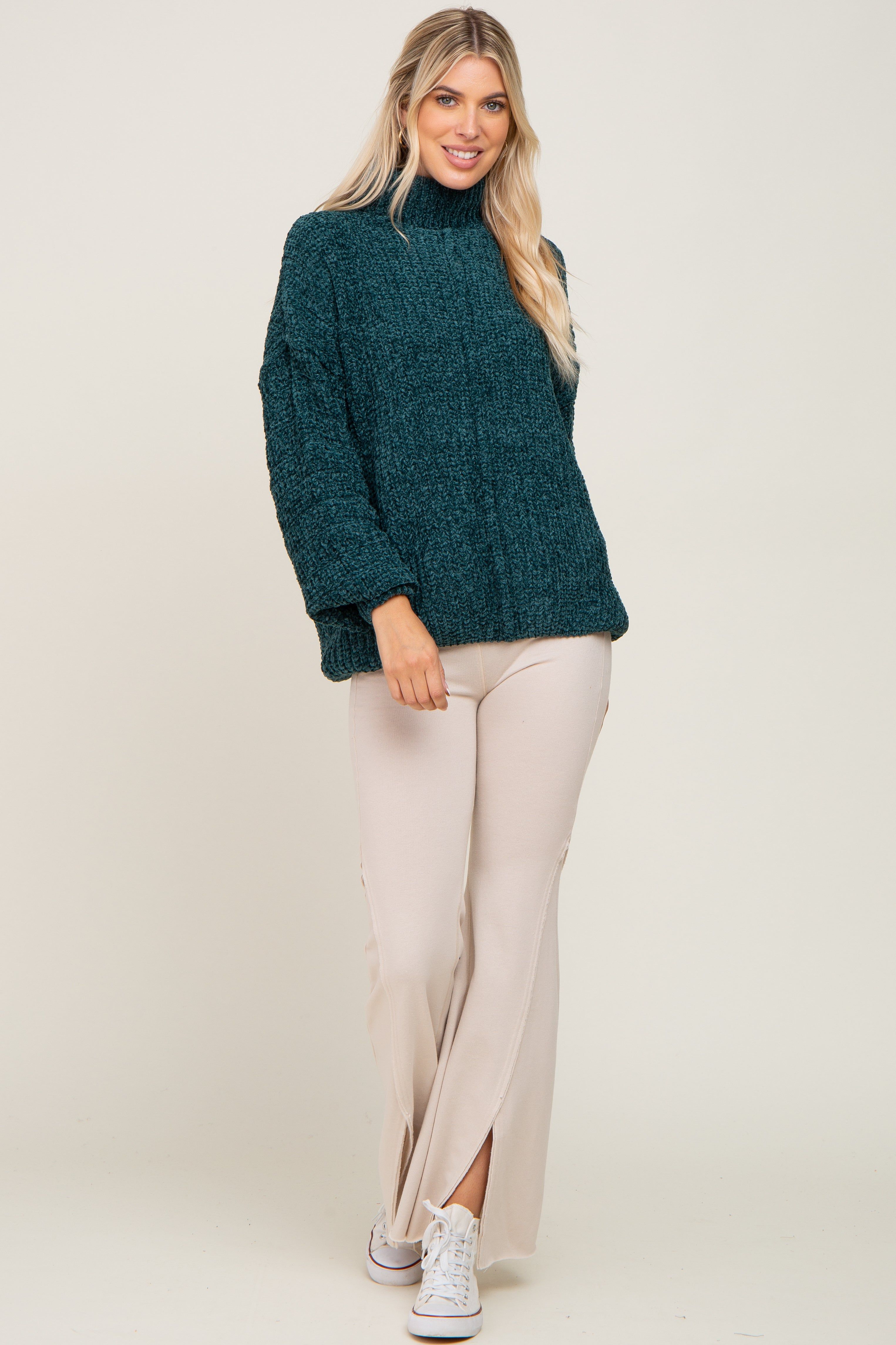 Forest Green Soft Chenille Turtle Neck Sweater sold by Pinkblush product image thumbnail 4
