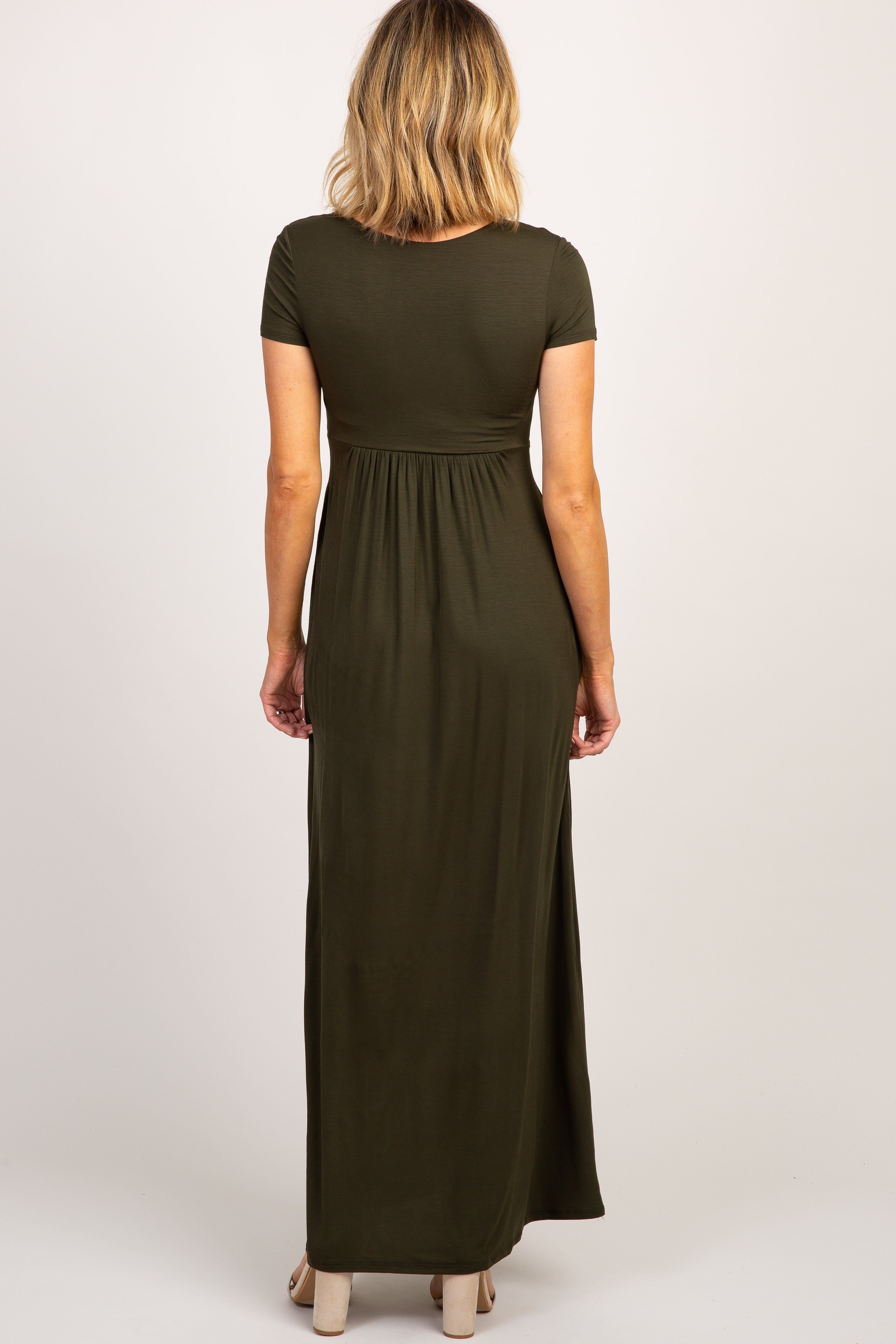 Olive Draped Maxi Dress sold by Pinkblush product image thumbnail 3