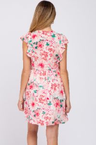Pink Floral Ruffle Sleeve Babydoll Maternity Dress sold by Pinkblush