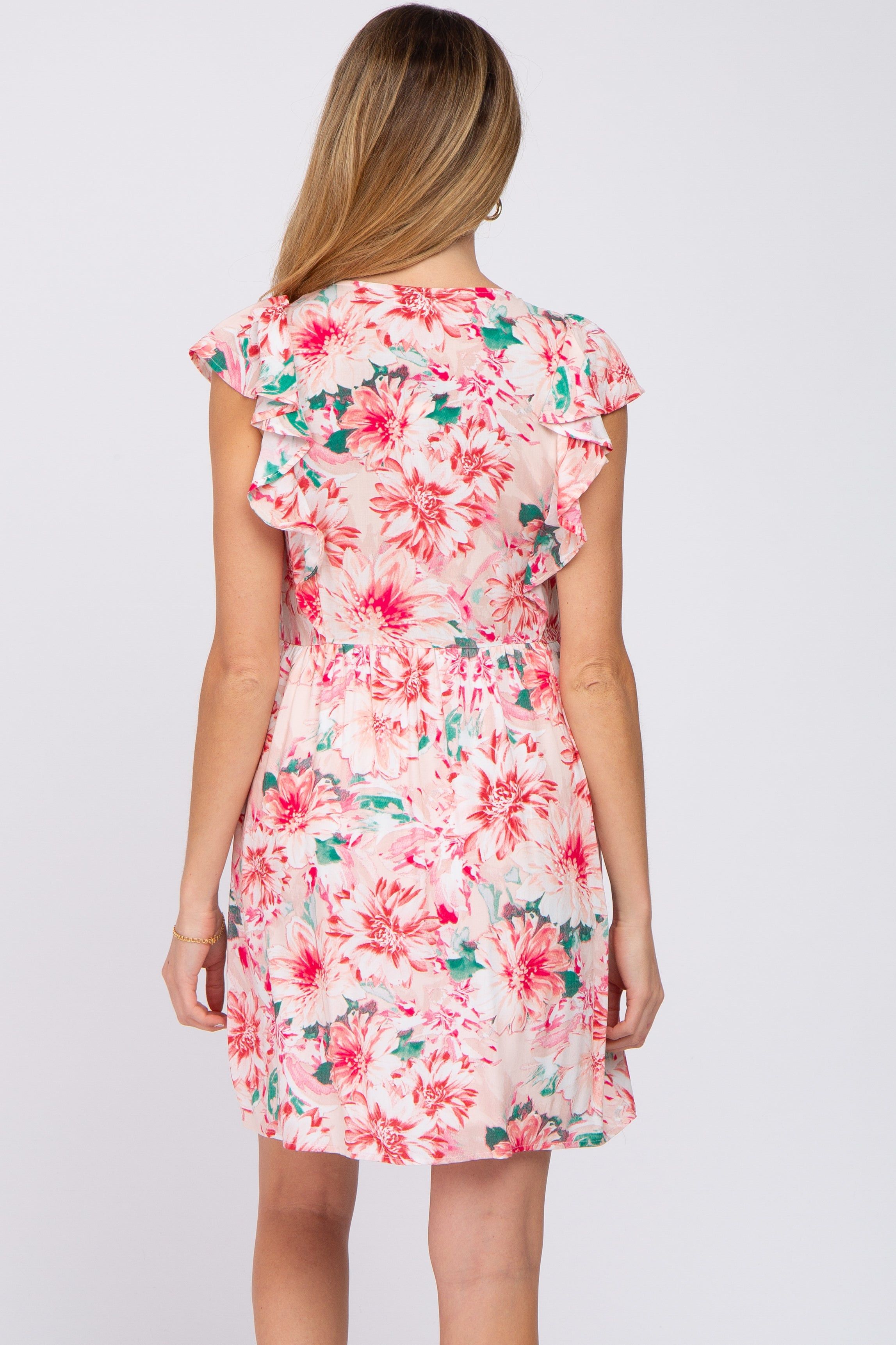 Pink Floral Ruffle Sleeve Babydoll Maternity Dress sold by Pinkblush product image thumbnail 3