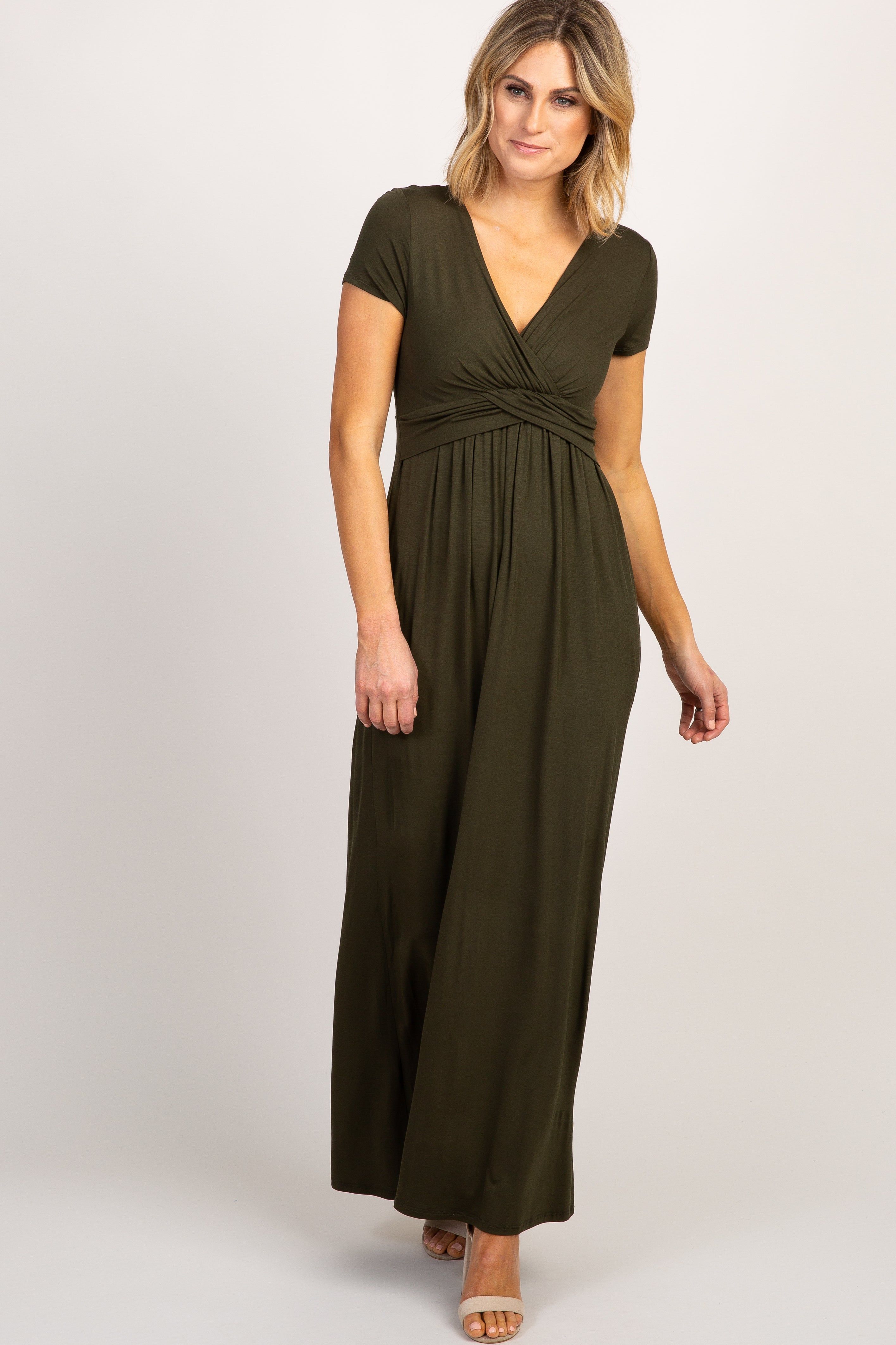 Olive Draped Maxi Dress sold by Pinkblush