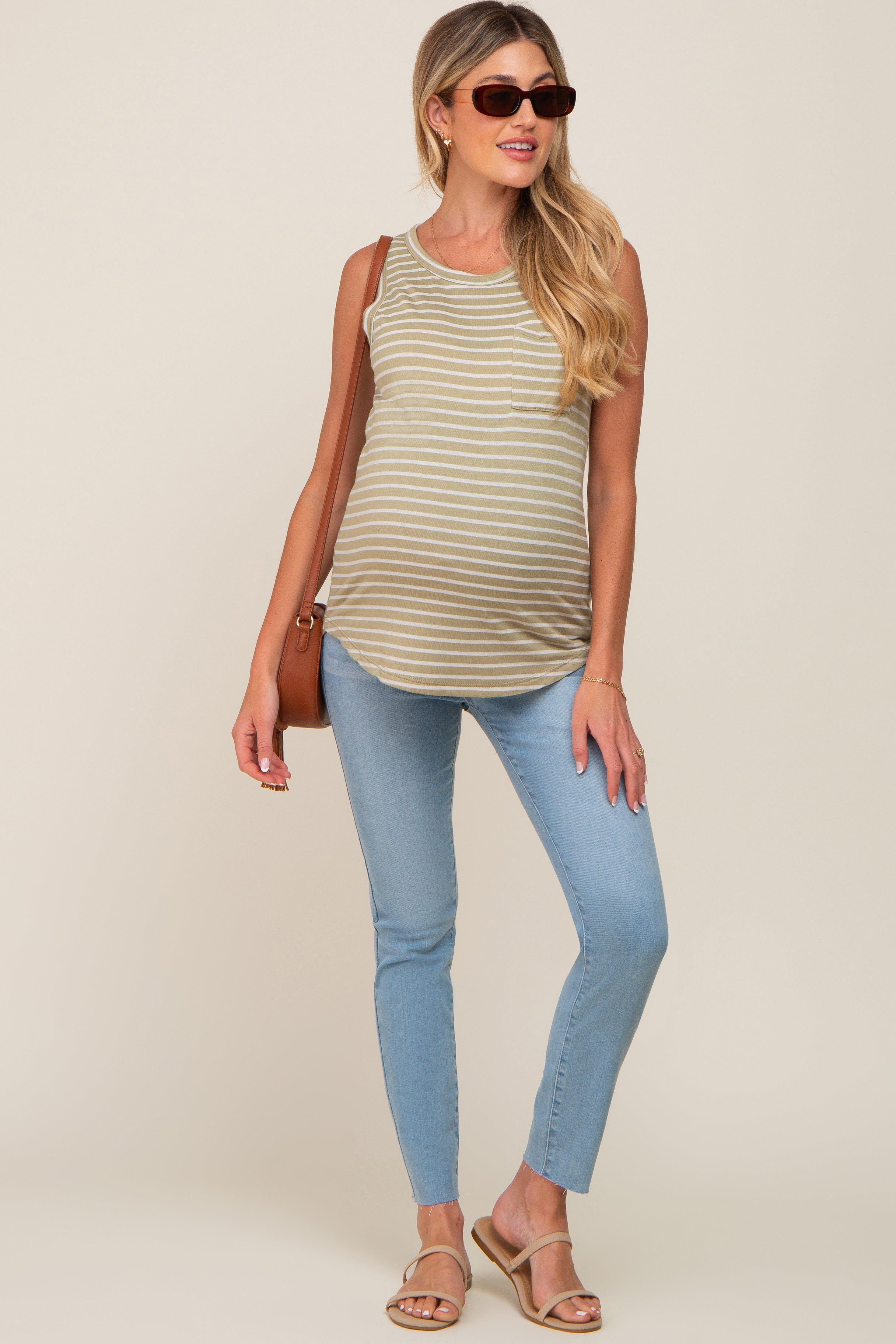 Light Blue Raw Hem Maternity Skinny Jeans sold by Pinkblush product image thumbnail 2