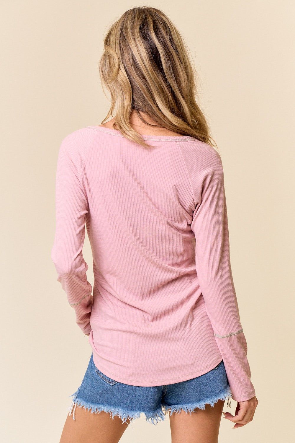 Mauve V-Neck Long Sleeve Shirt sold by Pinkblush product image thumbnail 3
