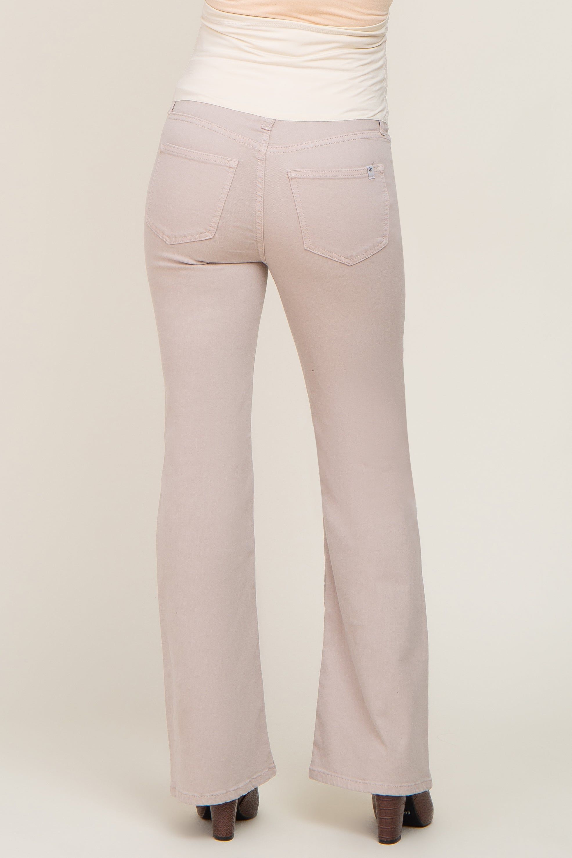Beige Basic Maternity Flare Jeans sold by Pinkblush product image thumbnail 4