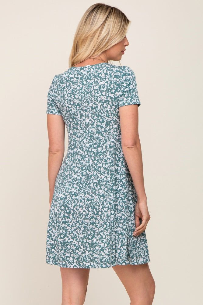 Green Floral Short Sleeve Dress sold by Pinkblush product image thumbnail 3