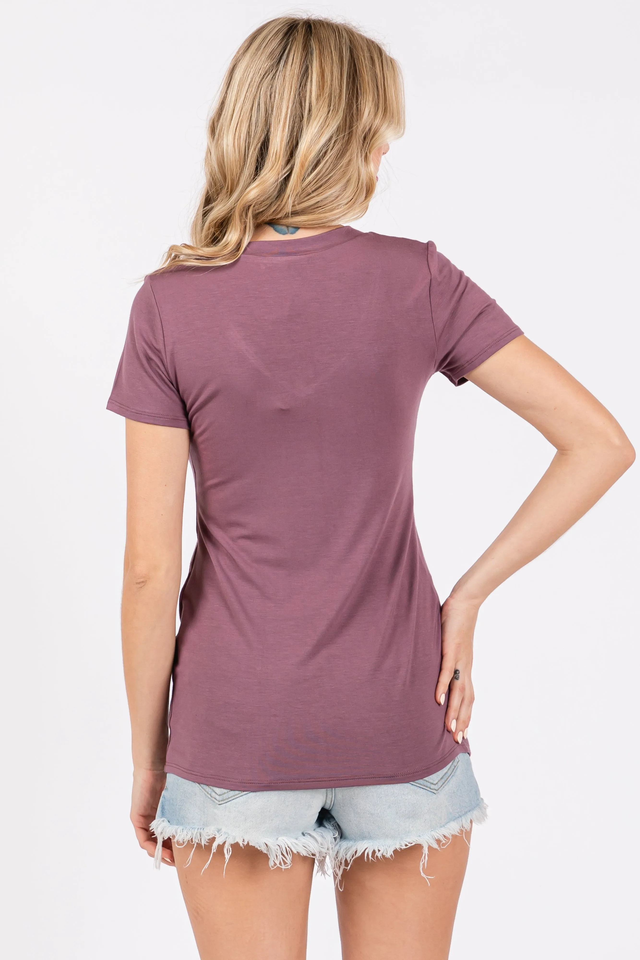 Purple V-Neck Short Sleeve Top sold by Pinkblush product image thumbnail 3
