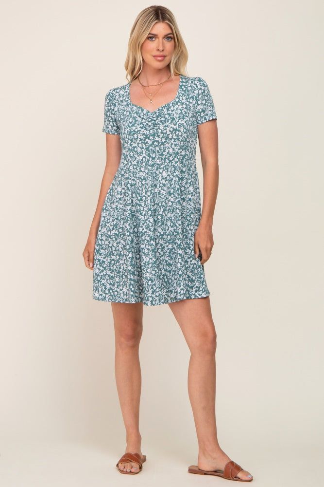 Green Floral Short Sleeve Dress sold by Pinkblush product image thumbnail 4