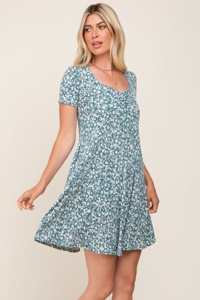 Green Floral Short Sleeve Dress sold by Pinkblush product image thumbnail 2