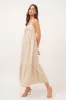 Beige Linen Front Cinch Midi Dress sold by Pinkblush