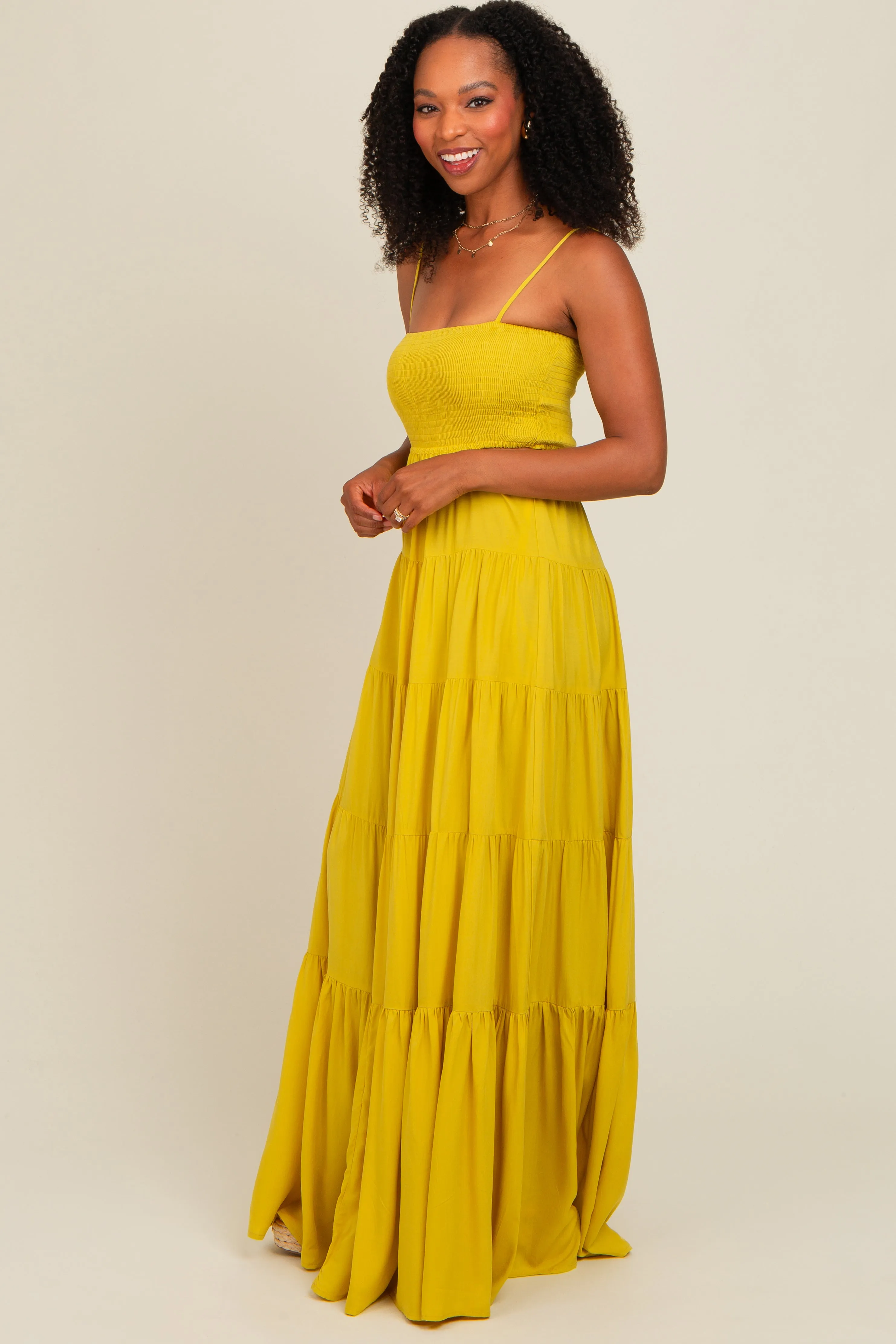 Yellow Smocked Cutout Maxi Dress sold by Pinkblush product image thumbnail 3
