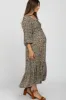 Cream Floral Ruffle Sweetheart Neck Maternity Midi Dress sold by Pinkblush
