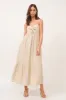 Beige Linen Front Cinch Midi Dress sold by Pinkblush