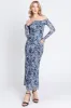 Navy Floral Off Shoulder Mesh Knit Maternity Midi Dress sold by Pinkblush