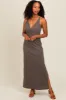 Charcoal V-Neck Side Slit Maternity Maxi Dress sold by Pinkblush