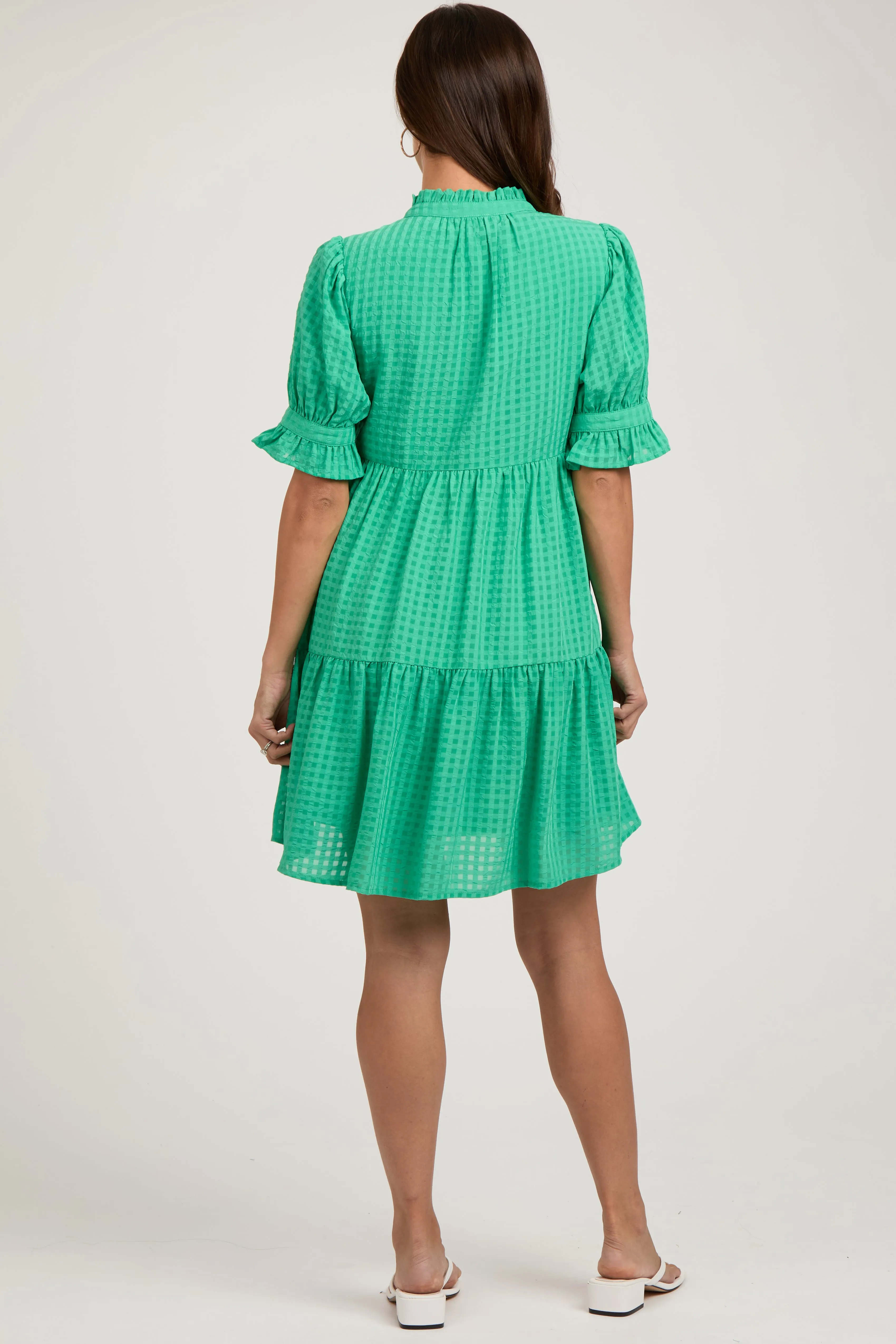 Green Buttoned Down Short Sleeve Maternity Dress sold by Pinkblush product image thumbnail 3