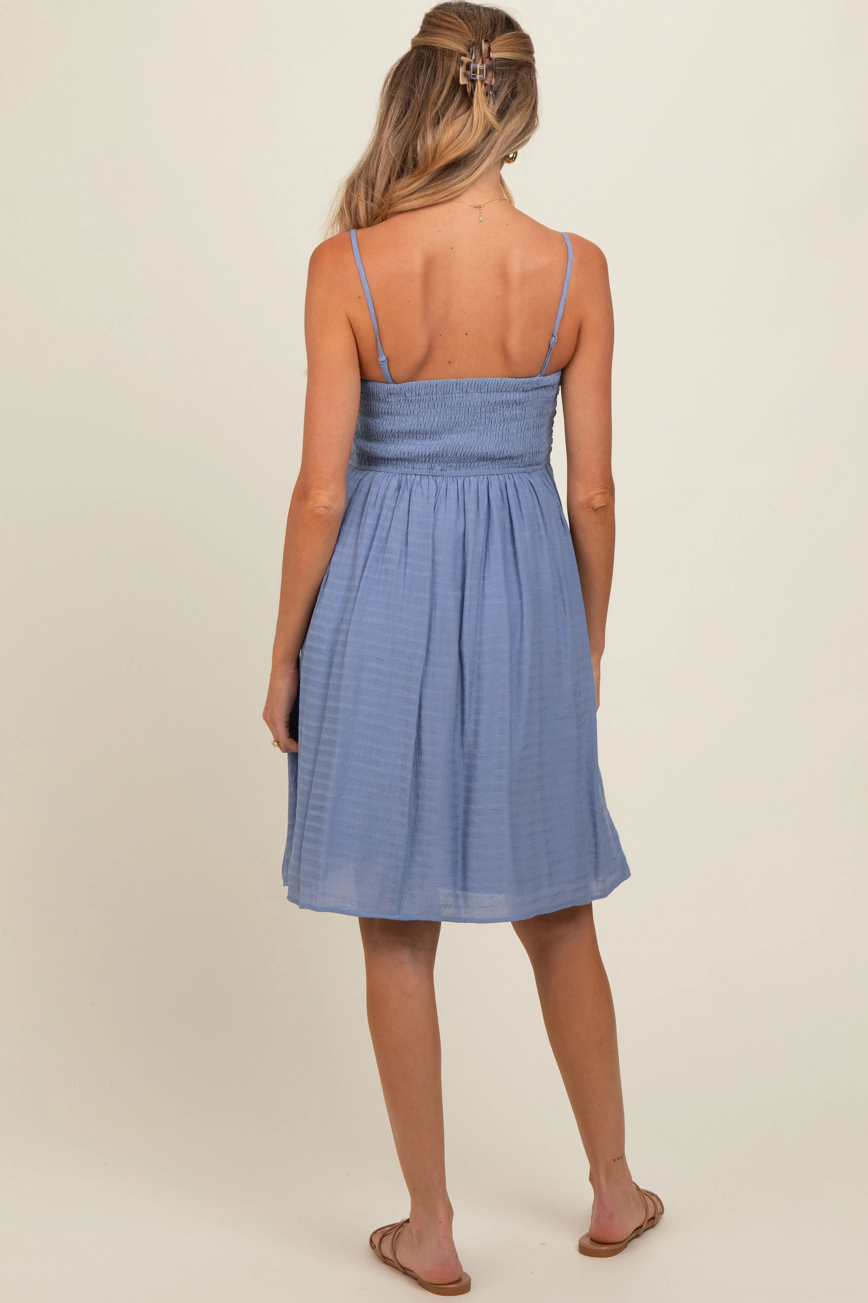 Periwinkle Textured Smocked Maternity Dress sold by Pinkblush product image thumbnail 3