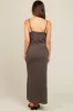Charcoal V-Neck Side Slit Maternity Maxi Dress sold by Pinkblush