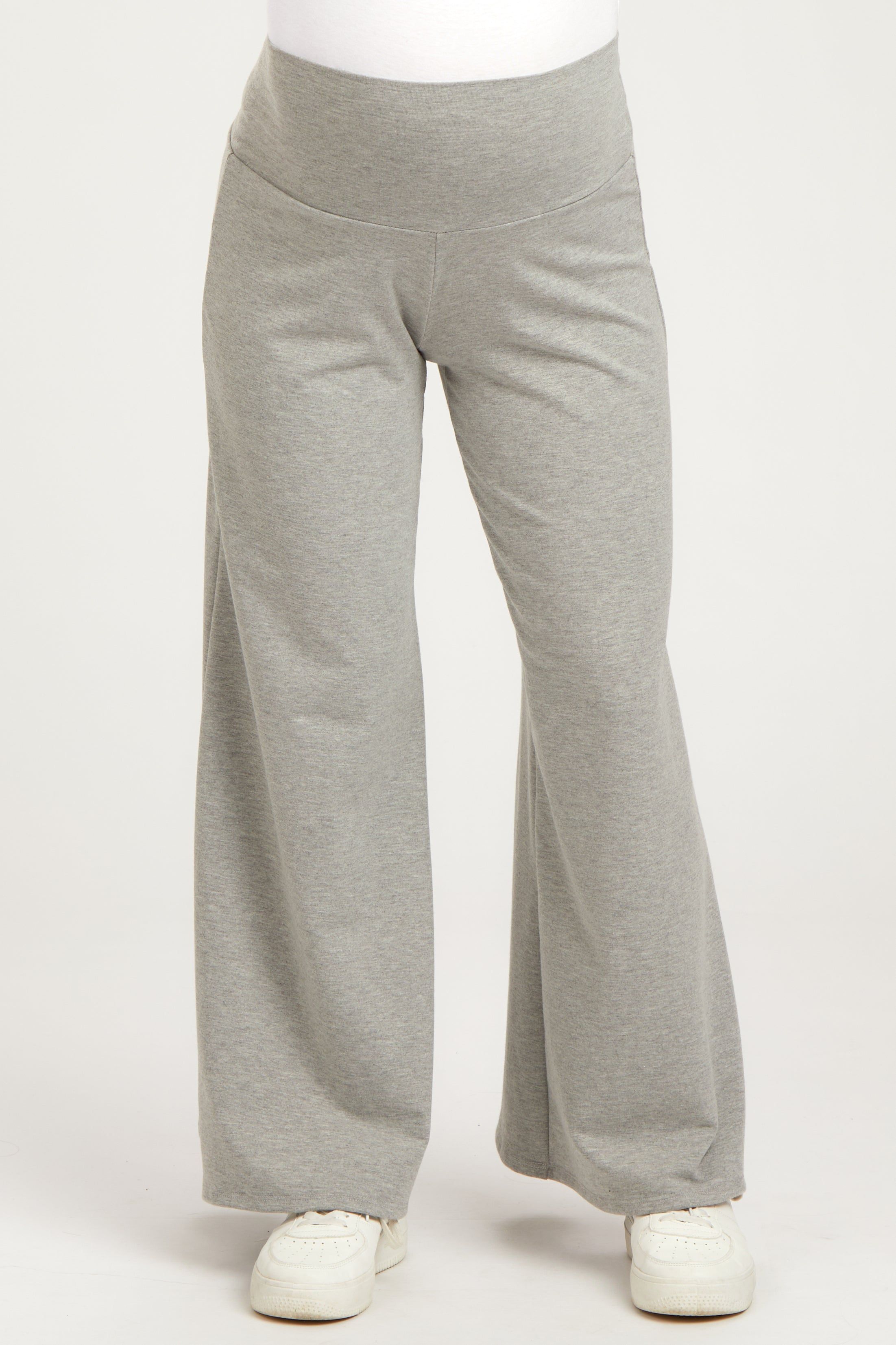 Heather Grey French Terry Wide Leg Maternity Lounge Pants sold by Pinkblush product image thumbnail 2