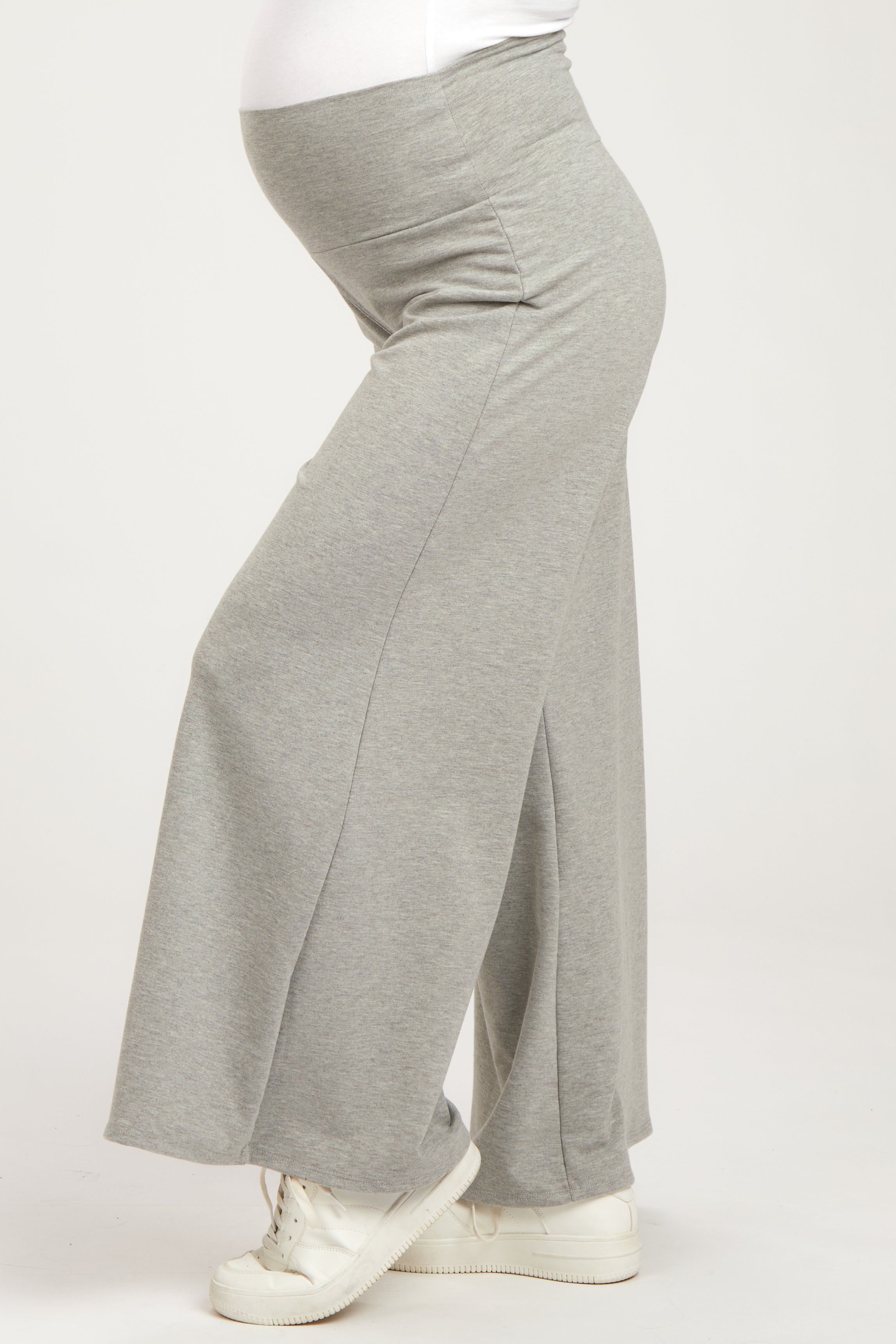 Heather Grey French Terry Wide Leg Maternity Lounge Pants sold by Pinkblush product image thumbnail 3