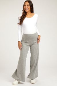 Heather Grey French Terry Wide Leg Maternity Lounge Pants sold by Pinkblush