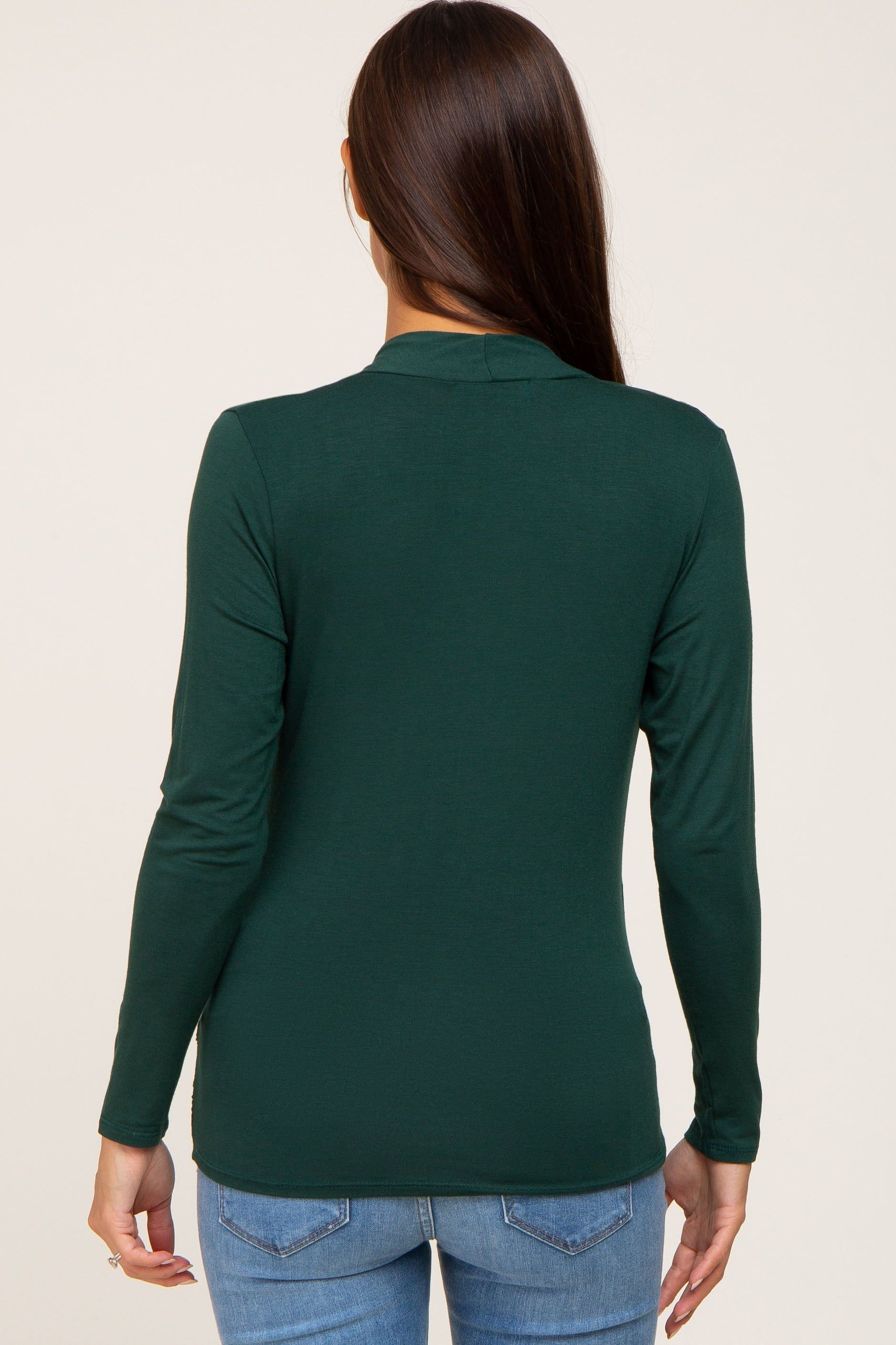 Green Long Sleeve Wrap Maternity Nursing Top sold by Pinkblush product image thumbnail 3