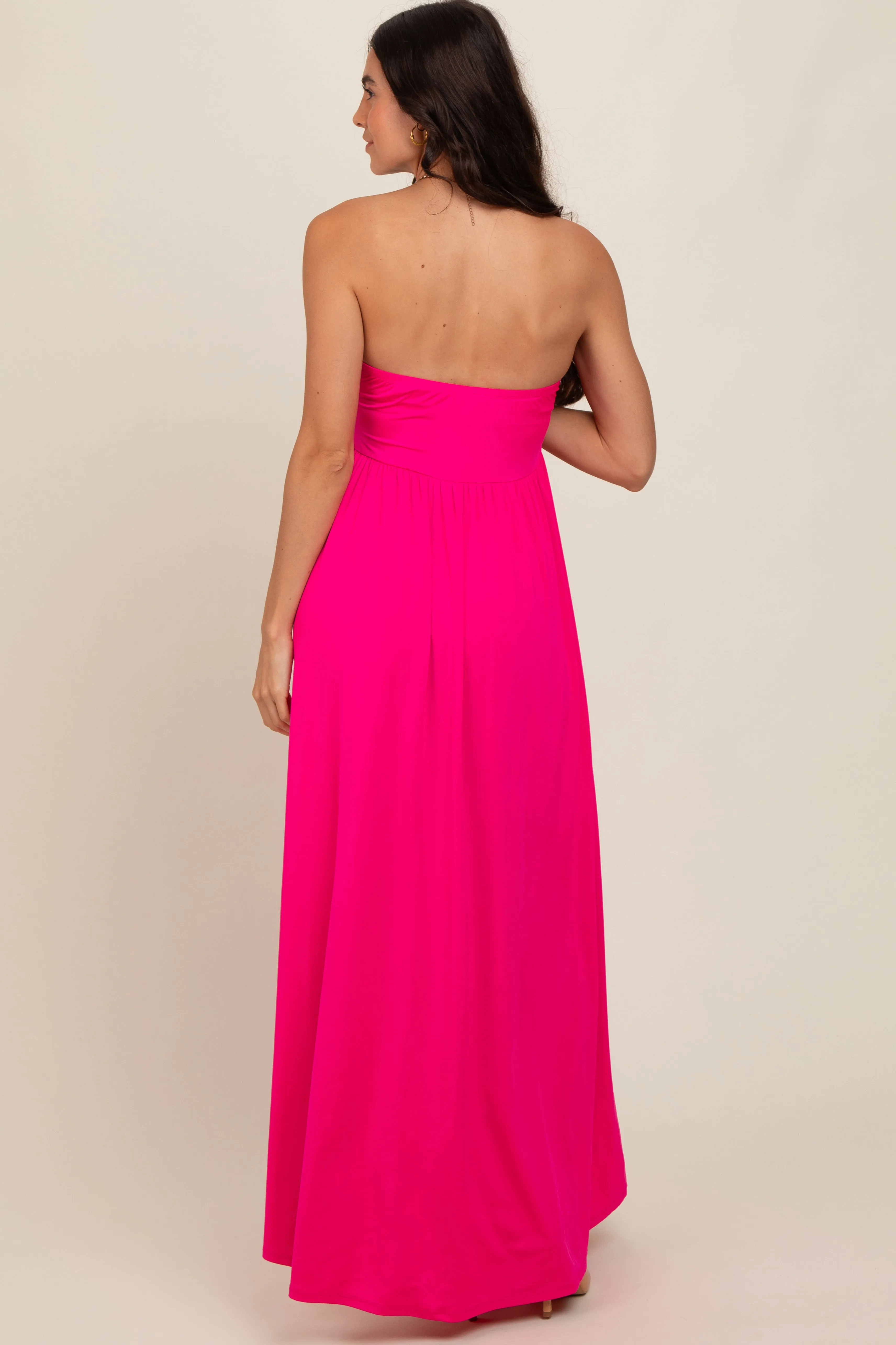 Fuchsia Front Knot Halter Maxi Dress sold by Pinkblush product image thumbnail 4