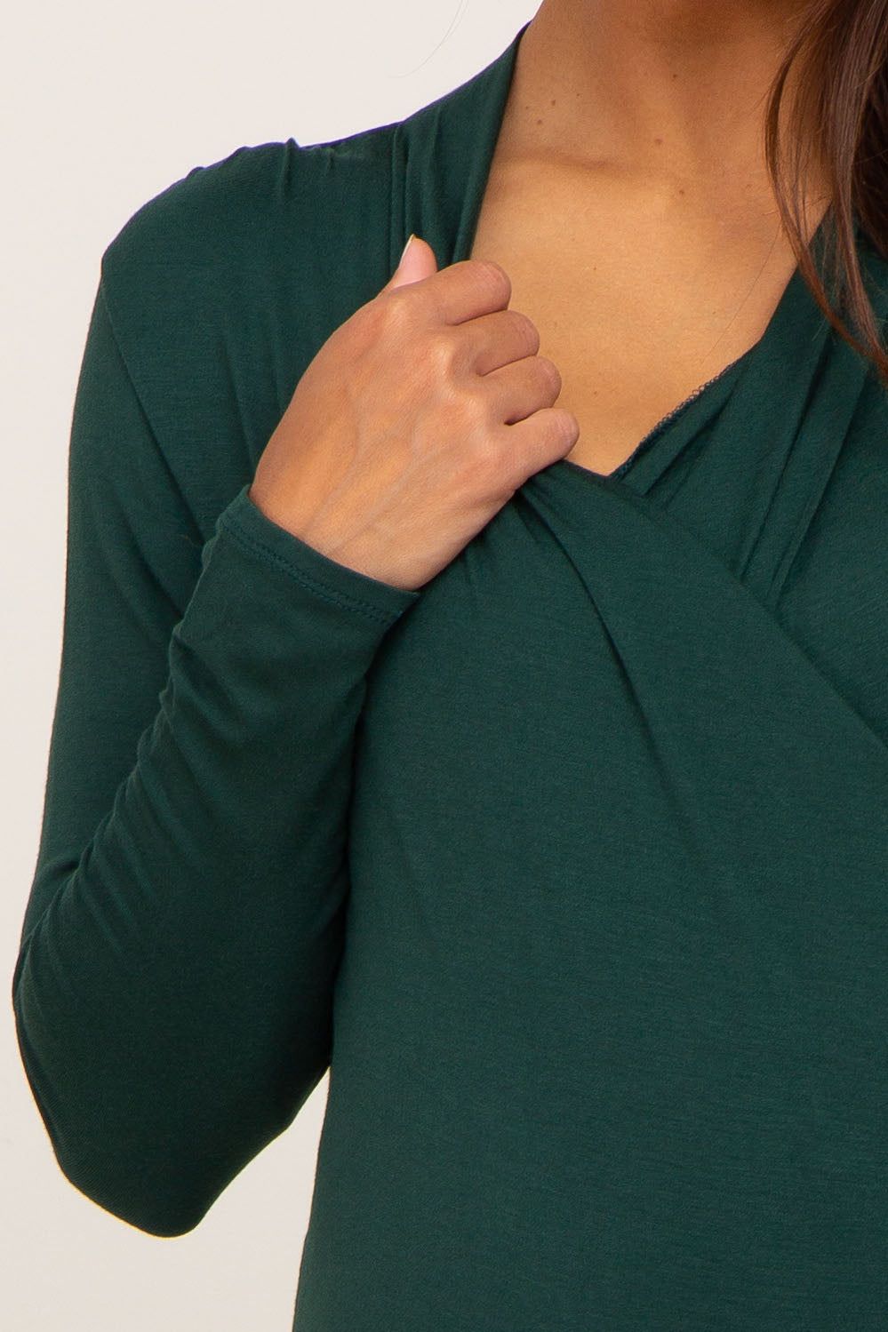 Green Long Sleeve Wrap Maternity Nursing Top sold by Pinkblush product image thumbnail 4
