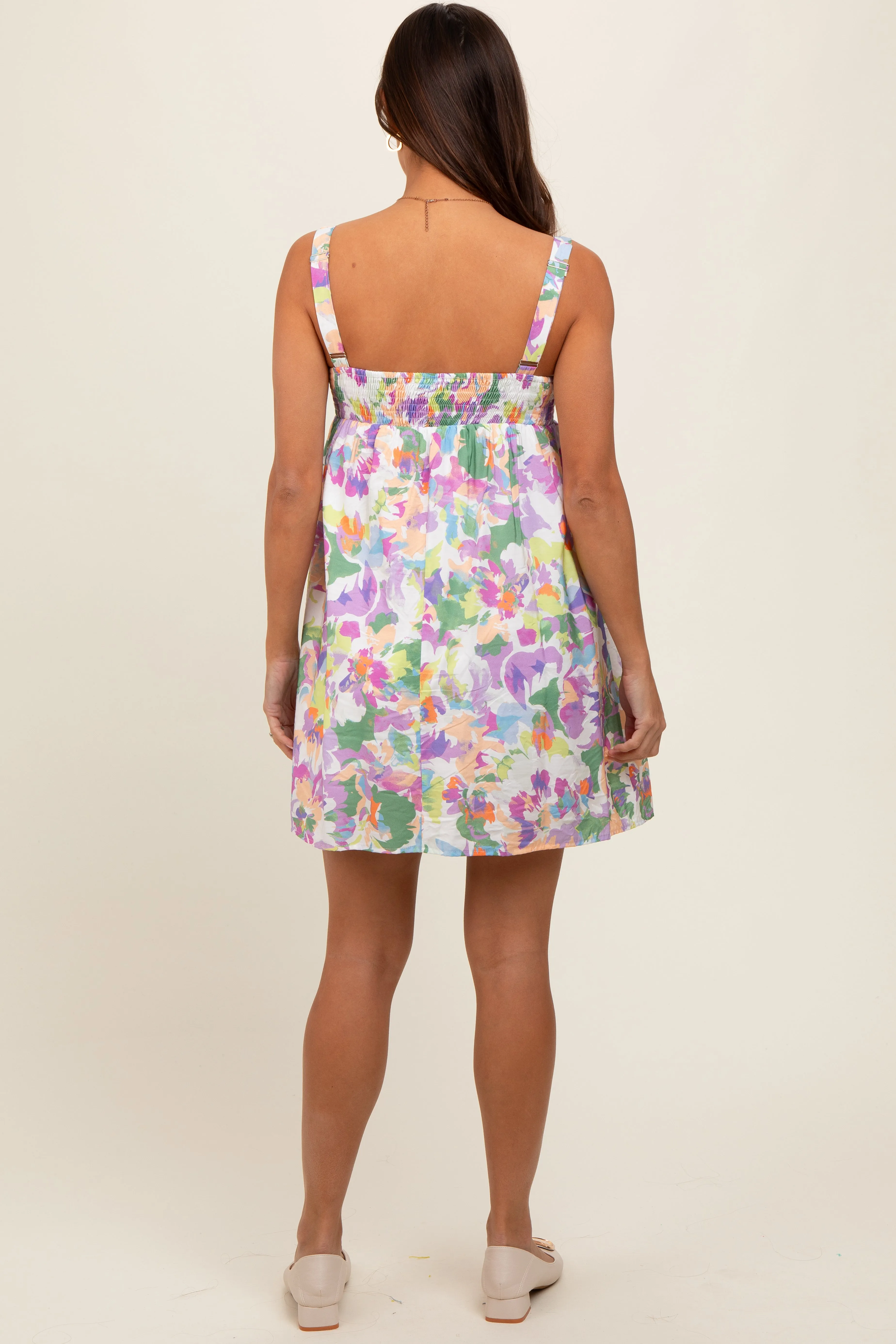Multi-Color Floral Square Neck Maternity Dress sold by Pinkblush product image thumbnail 3