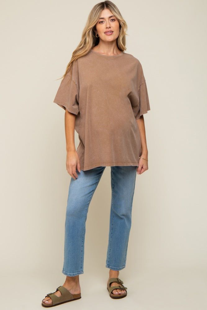 Mocha Faded Oversized Maternity T-Shirt sold by Pinkblush product image thumbnail 5