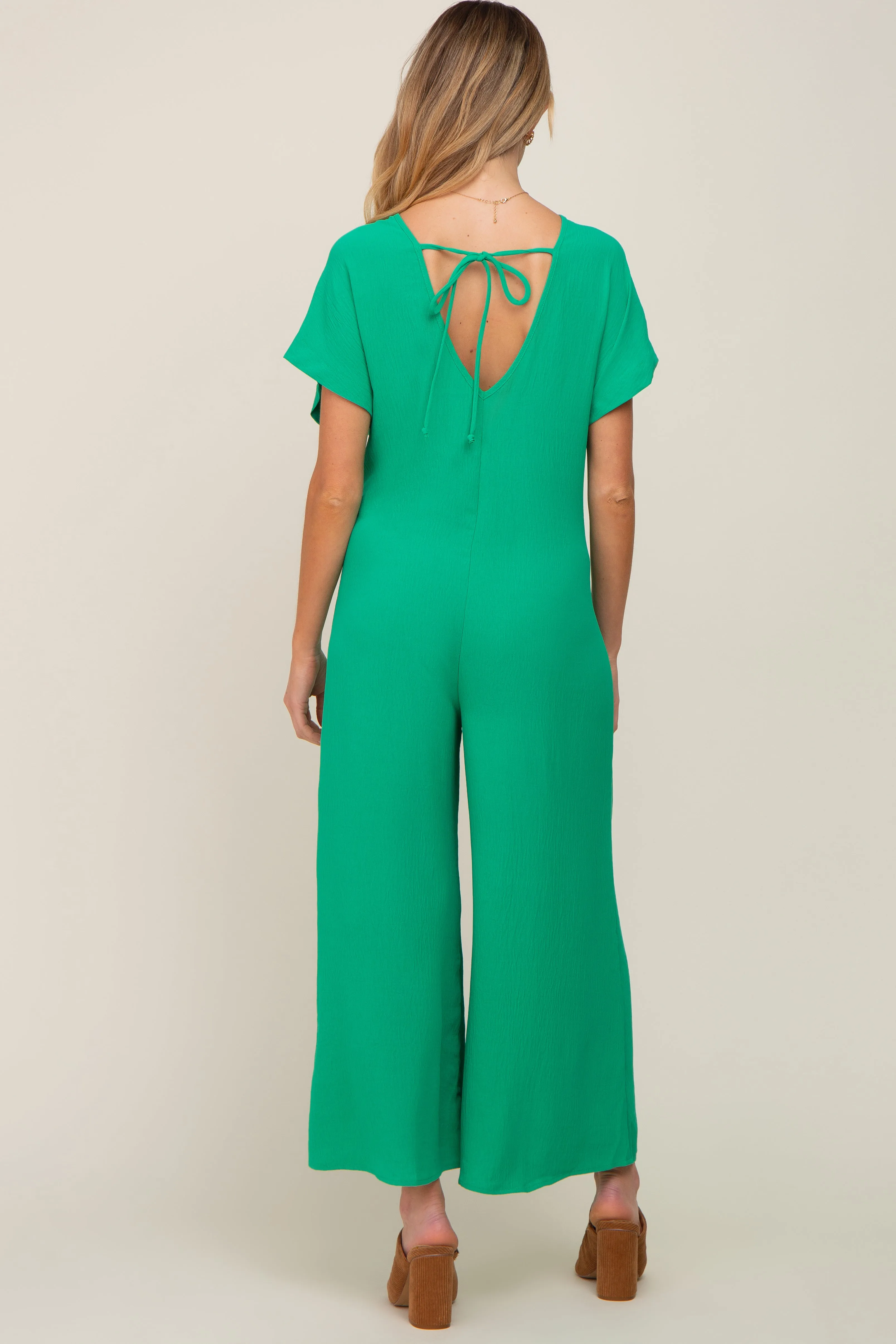Green Front Button Accent Maternity Jumpsuit sold by Pinkblush product image thumbnail 3