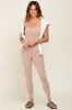 Taupe Ribbed Sleeveless Jumpsuit sold by Pinkblush