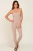 Taupe Ribbed Sleeveless Jumpsuit sold by Pinkblush
