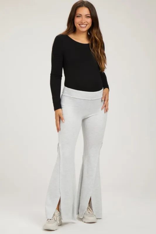 Grey Terry Flare Maternity Lounge Pants sold by Pinkblush