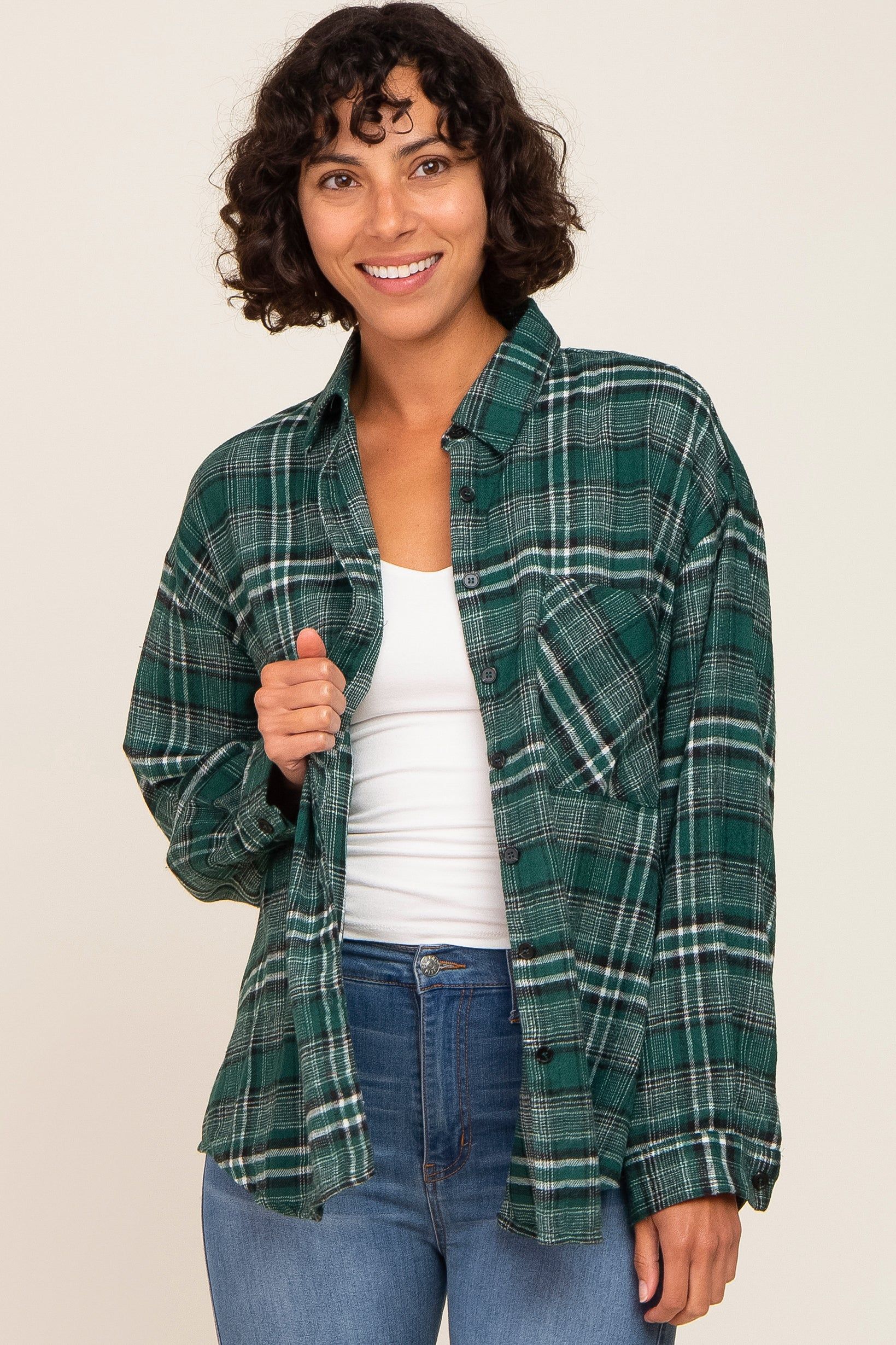 Green Plaid Button Down Maternity Top sold by Pinkblush product image thumbnail 5