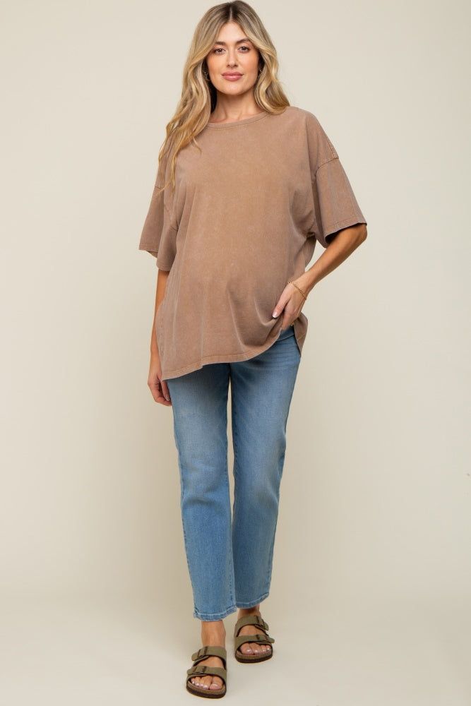 Mocha Faded Oversized Maternity T-Shirt sold by Pinkblush product image thumbnail 4