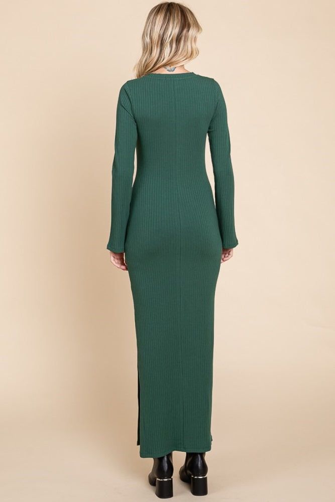 Forest Green Ribbed Side Slit Maxi Dress sold by Pinkblush product image thumbnail 3