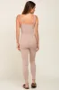 Taupe Ribbed Sleeveless Jumpsuit sold by Pinkblush