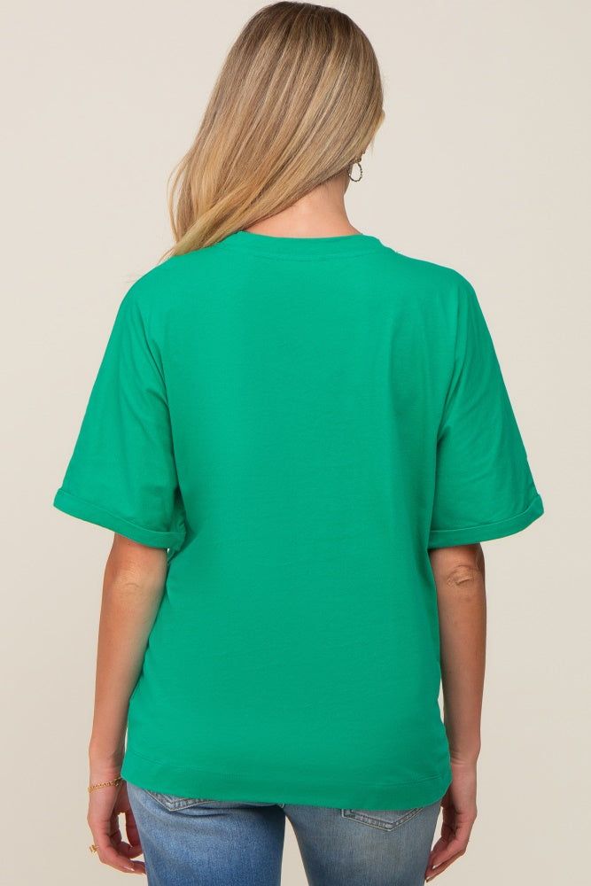 Green Oversized Rolled Short Sleeve Maternity Top sold by Pinkblush product image thumbnail 3