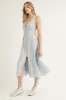 Blue Monochromatic Chambray A Line Midi Dress sold by Pinkblush