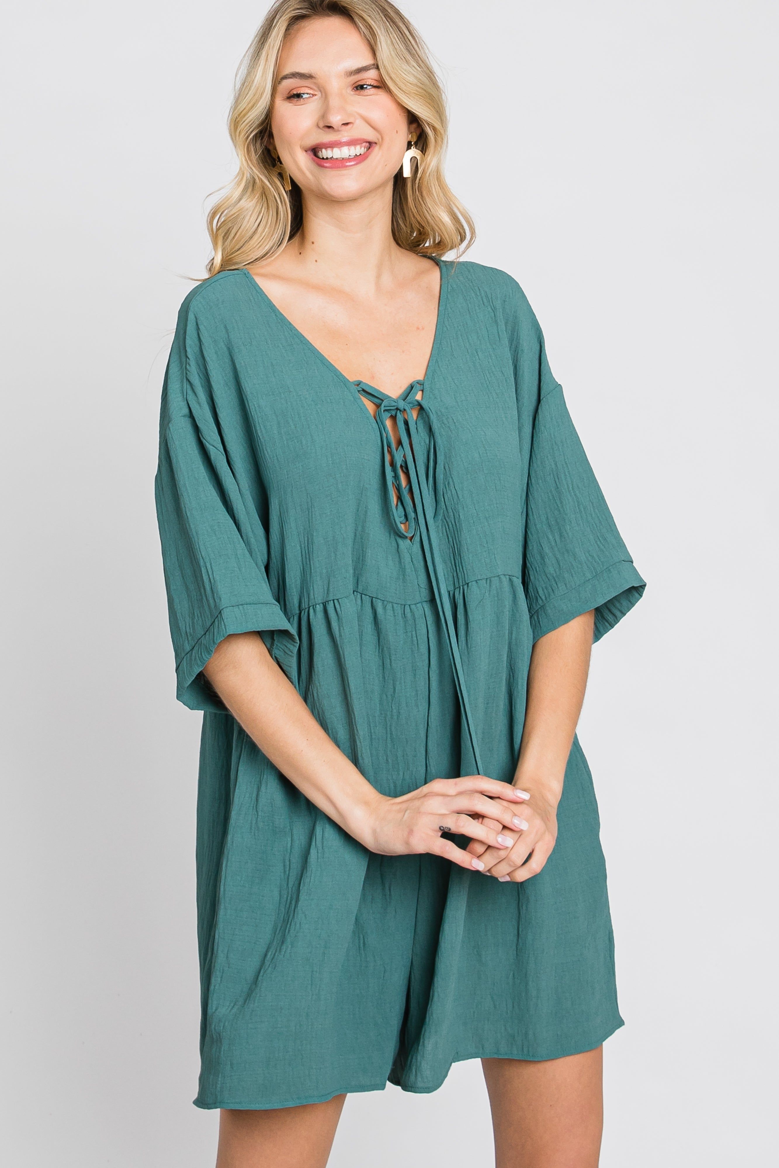 Teal Lace Up Romper sold by Pinkblush product image thumbnail 11