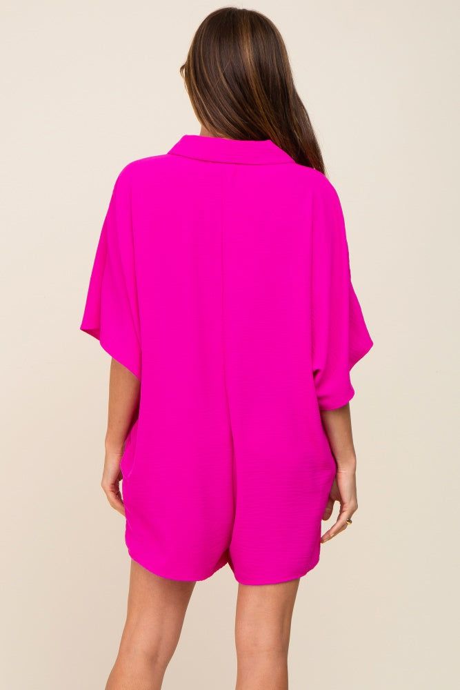 Fuchsia Collared Front Button Romper sold by Pinkblush product image thumbnail 3