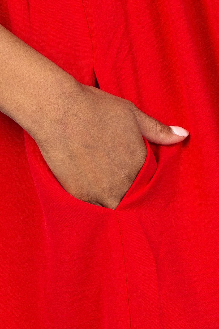 Red Ruffle Hem V-Neck Dress sold by Pinkblush product image thumbnail 4