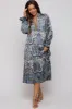 Blue Floral Print Satin Maternity Midi Dress sold by Pinkblush
