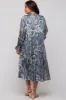Blue Floral Print Satin Maternity Midi Dress sold by Pinkblush
