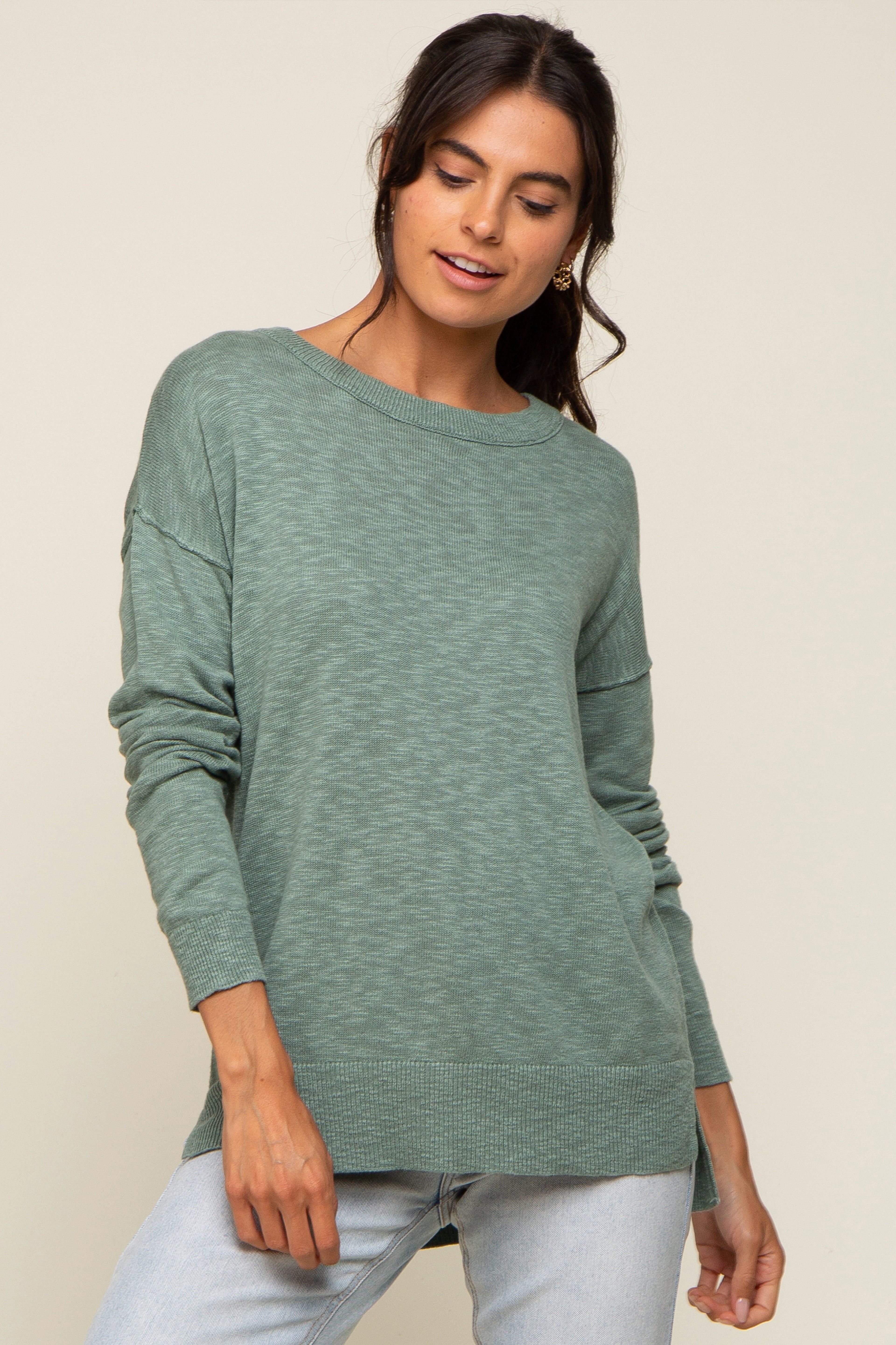 Mint Green Knit Long Sleeve Maternity Top sold by Pinkblush product image thumbnail 5