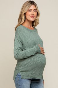 Mint Green Knit Long Sleeve Maternity Top sold by Pinkblush