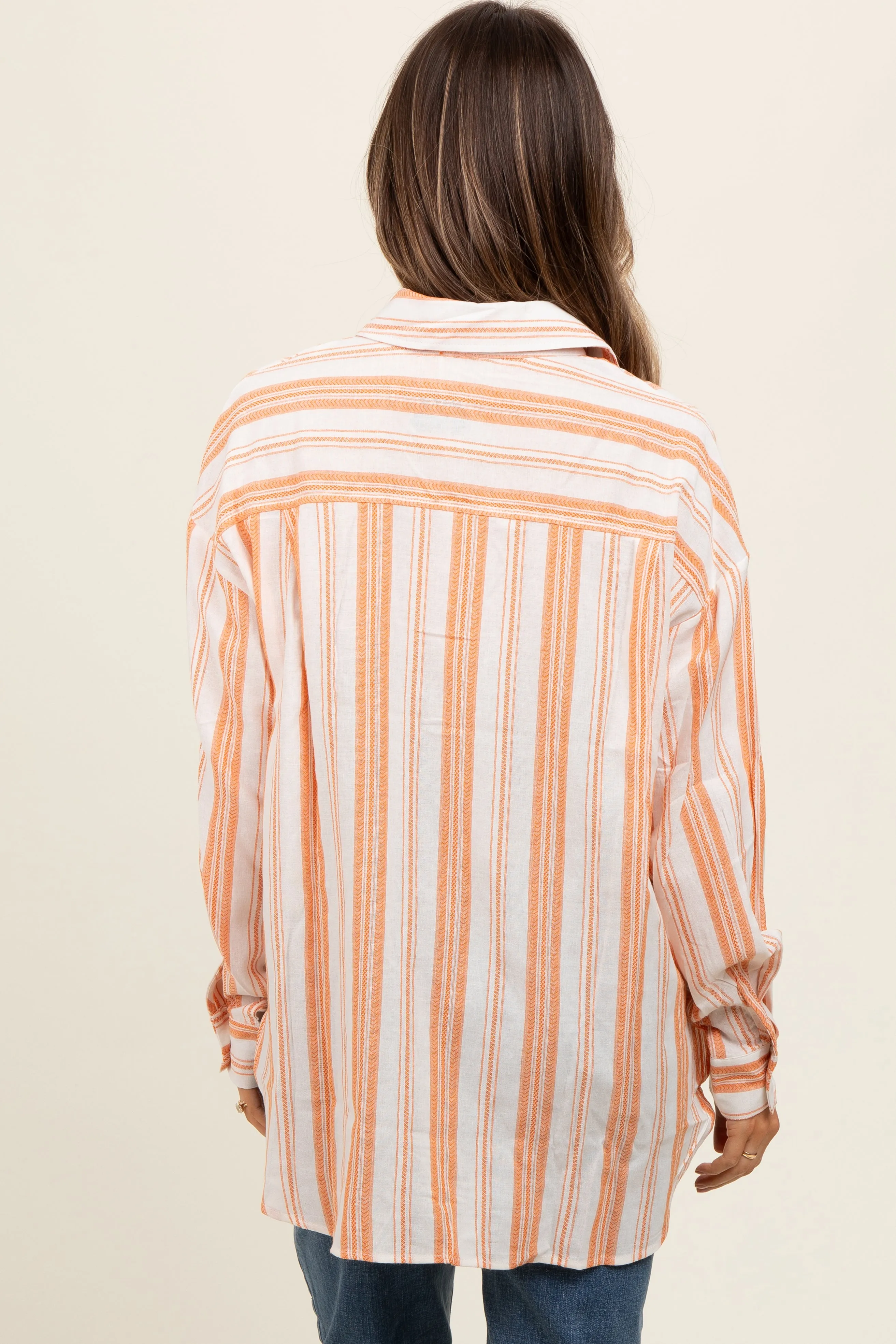 Peach Yarn Dye Stripe Button Down Maternity Top sold by Pinkblush product image thumbnail 4
