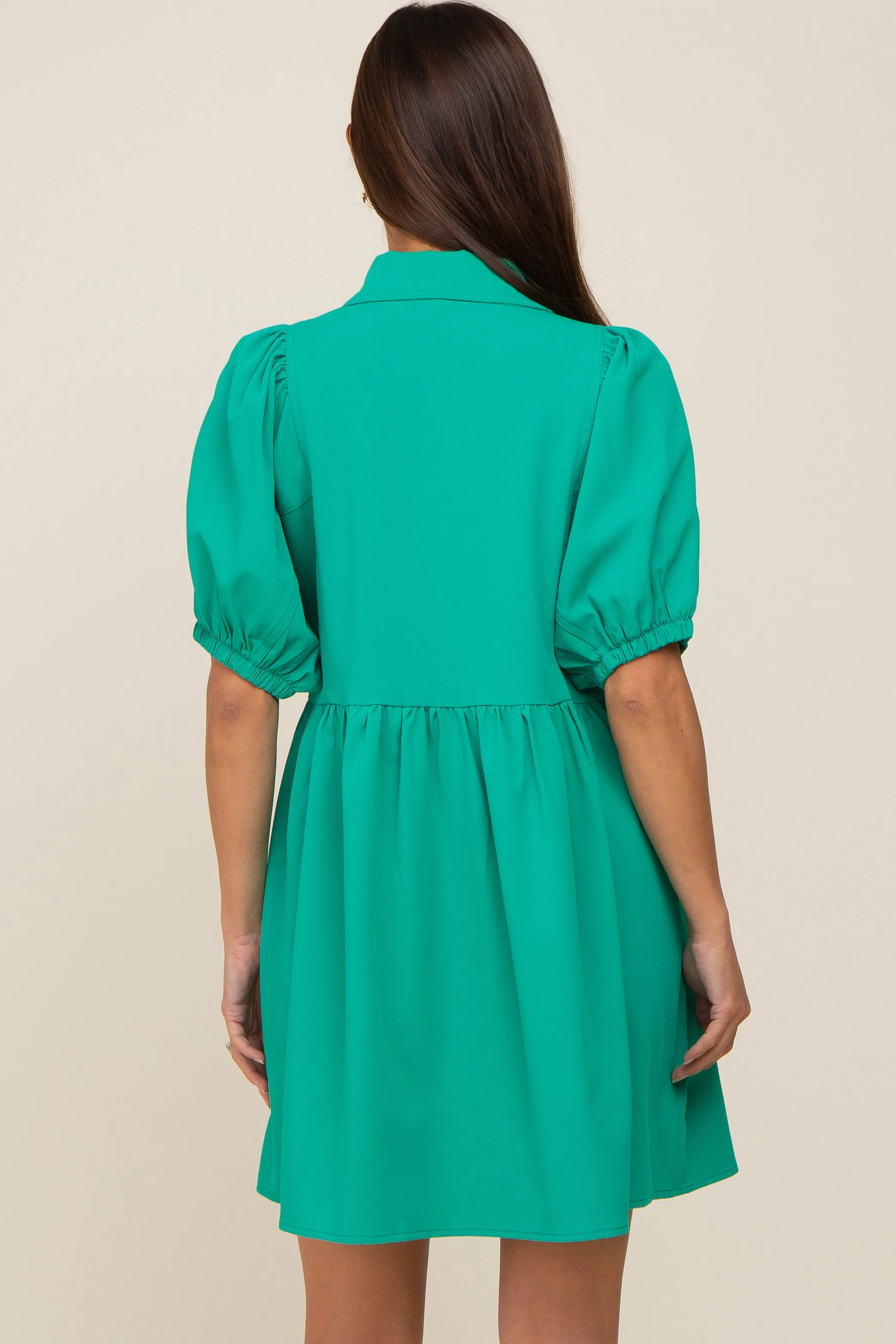 Green Button Down Maternity Mini Dress sold by Pinkblush product image thumbnail 4