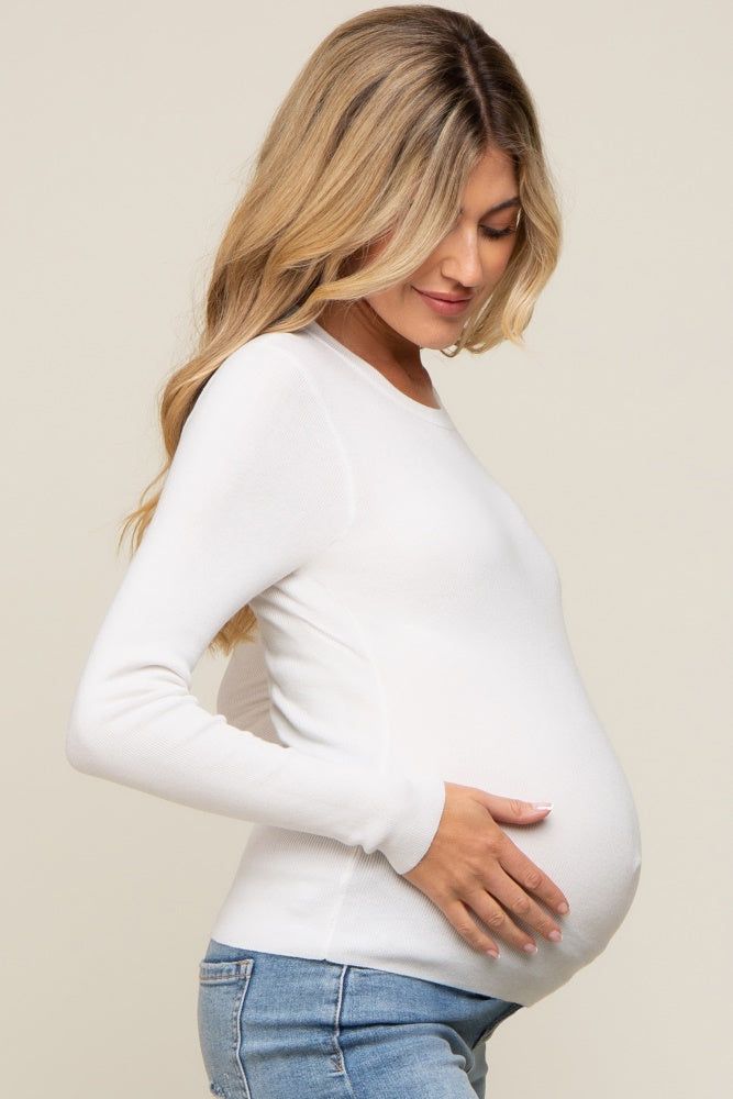Ivory Knit Long Sleeve Maternity Top sold by Pinkblush product image thumbnail 3