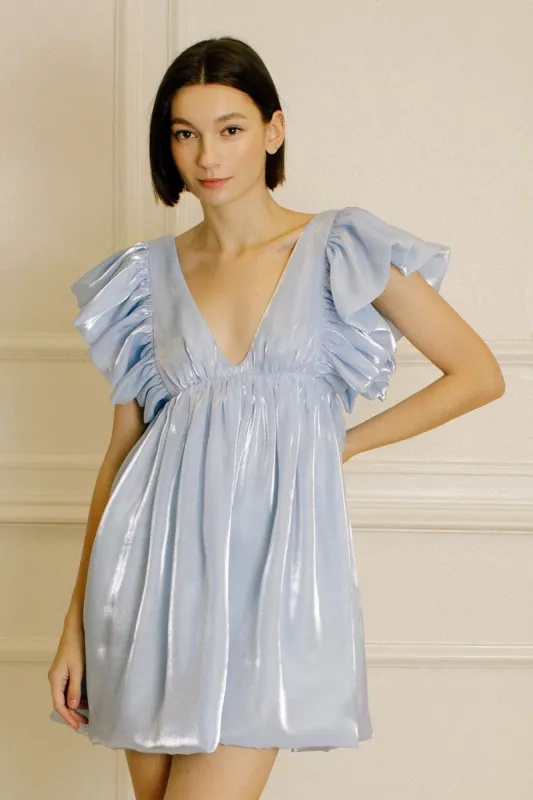 Blue Monochromatic Pastel And Shiny Sheen Mini Dress sold by Pinkblush